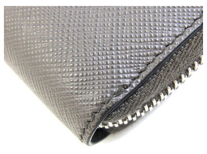Prada Gray Leather Coin Purse Brown - view 5