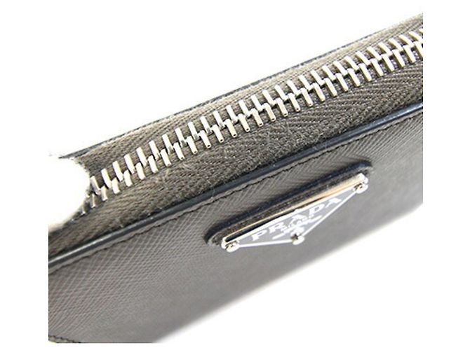 Prada Gray Leather Coin Purse Brown - view 6
