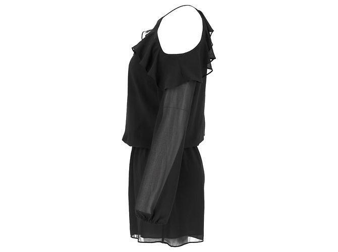 Michael Kors Jumpsuit mit Cold-Shoulder und Rüschen aus schwarzem Polyester - Ansicht 2