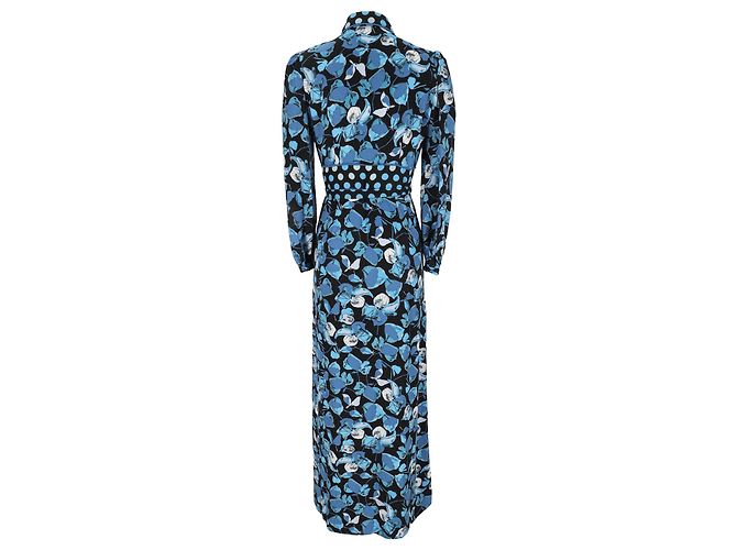 Diane Von Furstenberg Joshua Maxikleid mit Blumenprint aus blauem Polyester - Ansicht 3