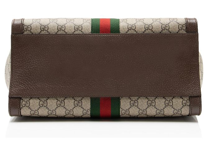Borsa Tote Grande con Zip Gucci GG Supreme Ophidia Marrone Beige - vista 4