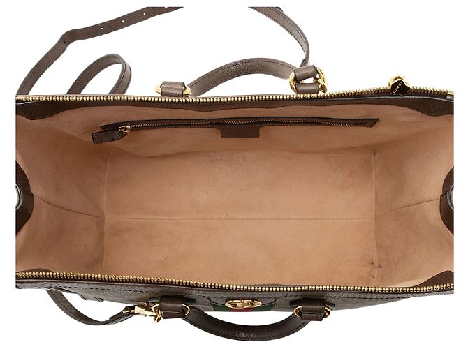 Borsa Tote Grande con Zip Gucci GG Supreme Ophidia Marrone Beige - vista 7