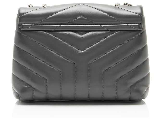 Borsa a tracolla Small LouLou in pelle di vitello matelassé con monogramma Saint Laurent Grigio - vista 3