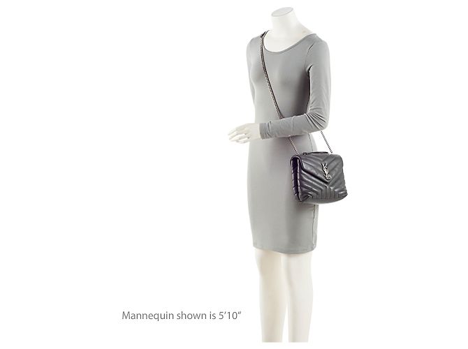 Borsa a tracolla Small LouLou in pelle di vitello matelassé con monogramma Saint Laurent Grigio - vista 5