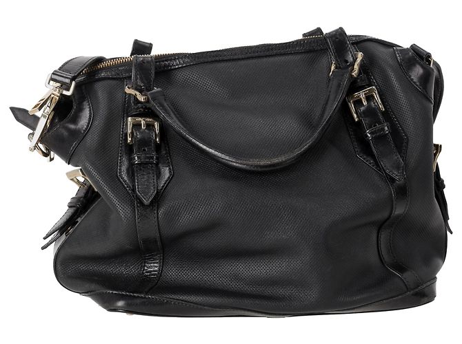 Borsa Tote Burberry Ellers traforata Medium in pelle nera Nero - vista 3
