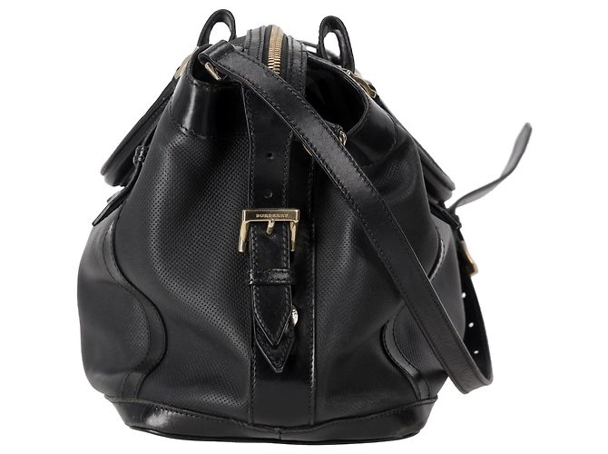 Borsa Tote Burberry Ellers traforata Medium in pelle nera Nero - vista 4