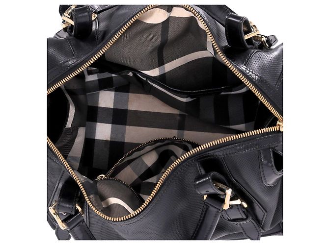 Borsa Tote Burberry Ellers traforata Medium in pelle nera Nero - vista 6
