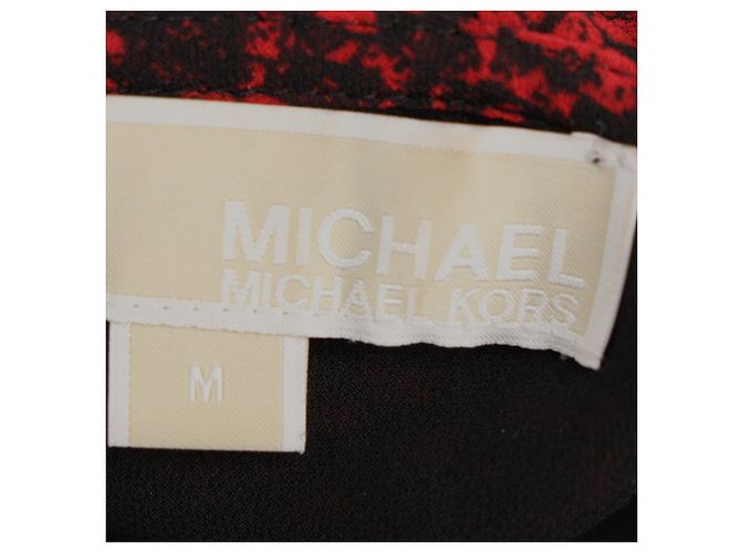 Michael Kors Mini-Kleid mit Rüschen in Schlangenleder-Print aus bordeauxrotem Polyester - Ansicht 4