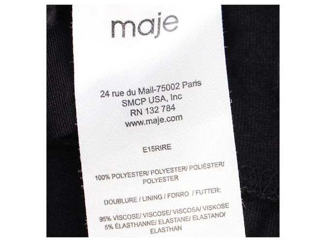 Maje Rire Mesh-Streifen-Midikleid aus schwarzem Polyester - Ansicht 5