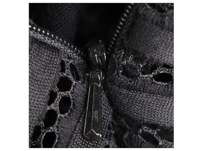 Maje Rire Mesh-Streifen-Midikleid aus schwarzem Polyester - Ansicht 7