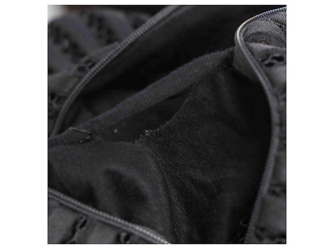 Maje Rire Mesh-Streifen-Midikleid aus schwarzem Polyester - Ansicht 8