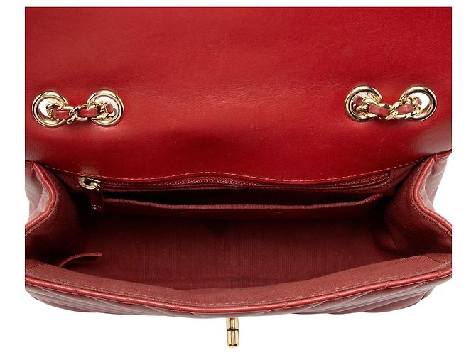 Gabrielle Borsa Mini Flap Statement in vitello Chevron Chanel Rosso - vista 7