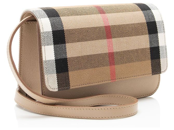 Borsa a tracolla Burberry Madison Check Marrone Beige - vista 2