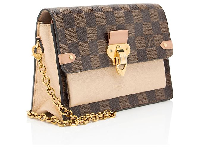 Cartera con cadena Louis Vuitton Damier Ebene Vavin Castaño Beige - vista 2