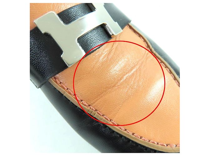 Mocassini in pelle Hermès HMetal Nero Beige - vista 12