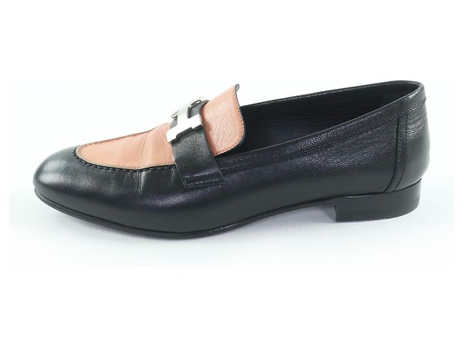 Mocassini in pelle Hermès HMetal Nero Beige - vista 4