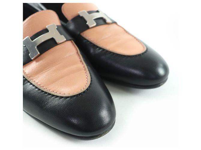 Mocassini in pelle Hermès HMetal Nero Beige - vista 7