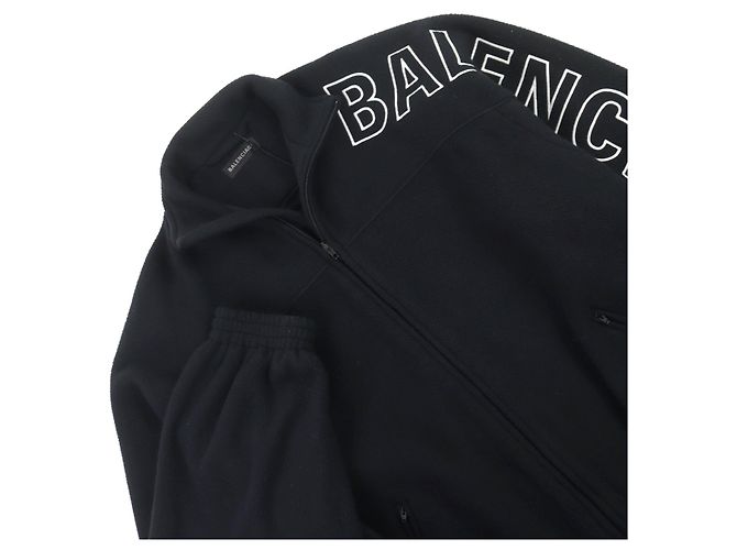 Giacca in pile Balenciaga con logo ricamato e doppia zip Nero - vista 2