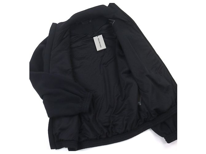 Giacca in pile Balenciaga con logo ricamato e doppia zip Nero - vista 3
