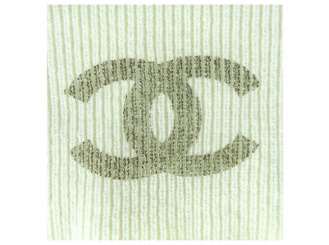 Cappello in maglia di cashmere Chanel COCO Mark Beige Crudo - vista 7