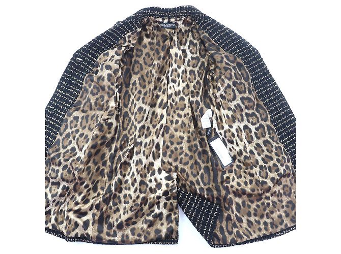 Dolce & Gabbana Abrigo de tweed con estampado de leopardo Dolce&Gabbana Negro - vista 5