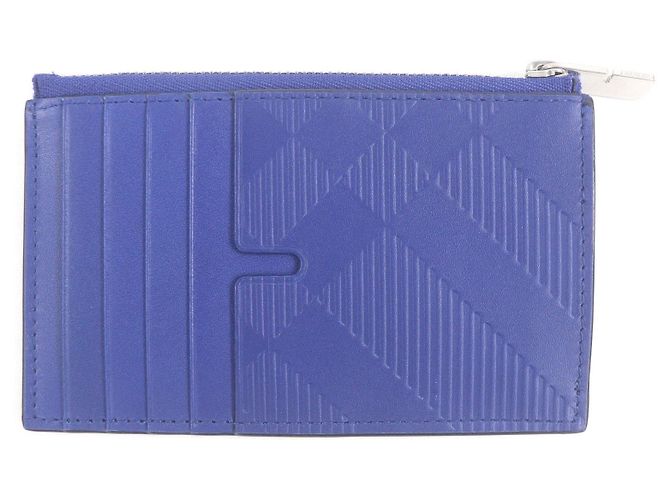 Burberry Check Pattern Leder Münzbeutel Kartenetui Blau - Ansicht 3