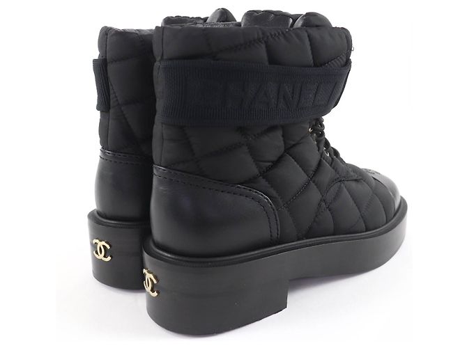 Chanel COCO Mark gesteppte Leder- Stiefeletten Schwarz - Ansicht 3