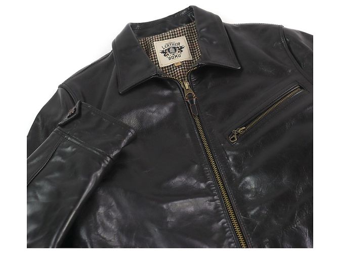Autre Marque Chaqueta de cuero de caballo LEATHER BOMU Horsehide Negro - vista 2