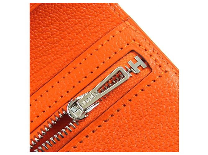 Cartera bifold de cuero Hermès BEAN Compact Naranja - vista 10