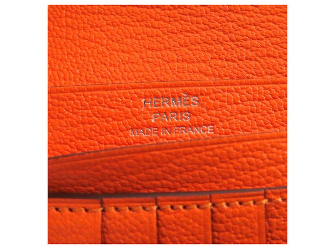 Cartera bifold de cuero Hermès BEAN Compact Naranja - vista 11