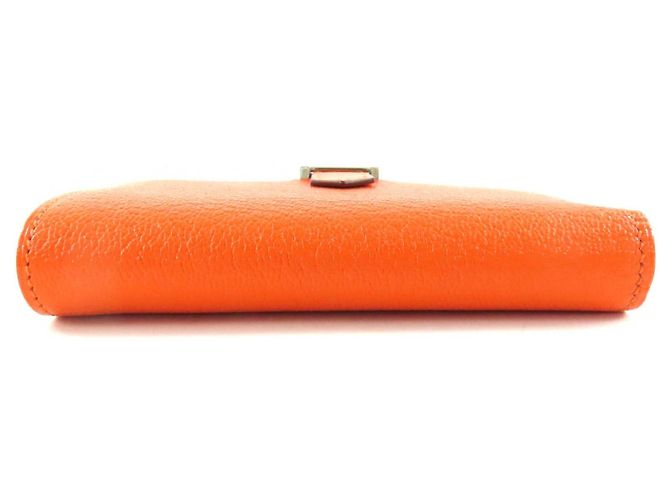 Cartera bifold de cuero Hermès BEAN Compact Naranja - vista 4