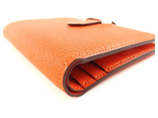 Cartera bifold de cuero Hermès BEAN Compact Naranja - vista 5
