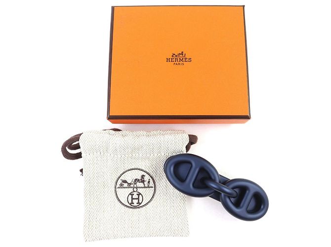 Hermès Tori Maiyon GM Chaine d'Ancre Barrette Hairpin Blu - vista 2