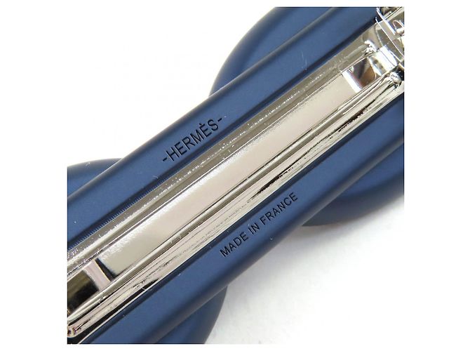 Hermès Tori Maiyon GM Chaine d'Ancre Barrette Hairpin Blu - vista 6