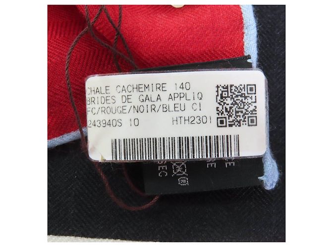 Sciarpa in cashmere piqué con applicazione Hermès Brides de Gala Rosso - vista 10