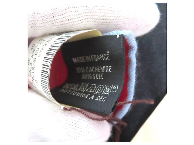 Sciarpa in cashmere piqué con applicazione Hermès Brides de Gala Rosso - vista 8