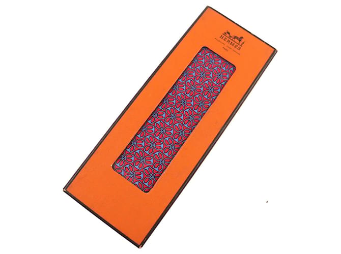 Hermès All-over pattern Silk Tie Red Blue - view 2