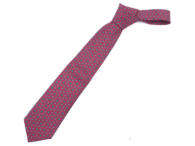 Hermès All-over pattern Silk Tie Red Blue - view 3