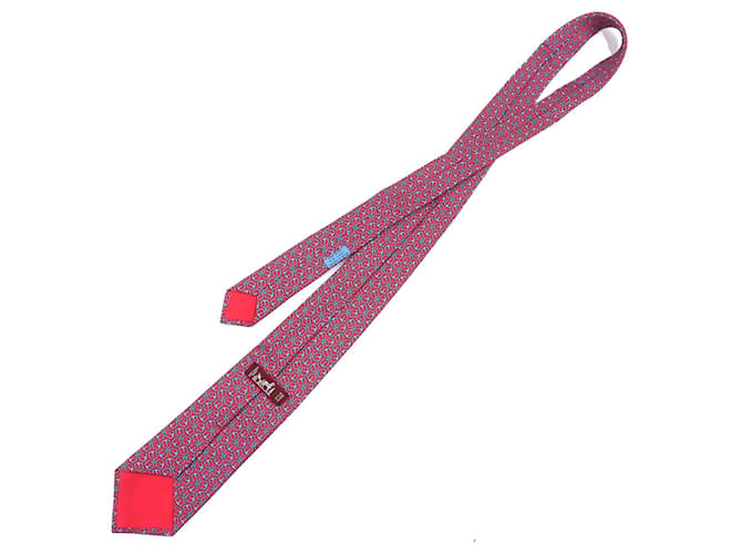 Hermès All-over pattern Silk Tie Red Blue - view 4