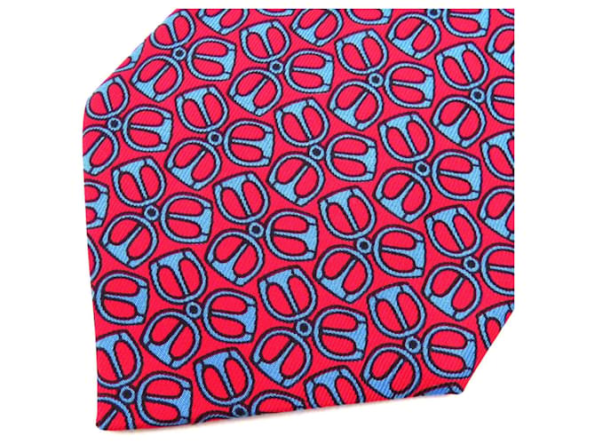 Hermès All-over pattern Silk Tie Red Blue - view 5