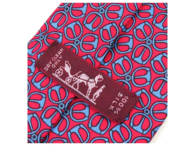 Hermès All-over pattern Silk Tie Red Blue - view 6
