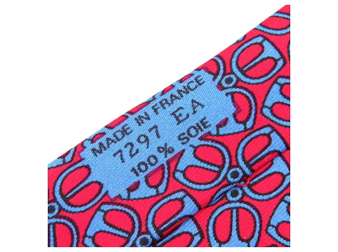 Hermès All-over pattern Silk Tie Red Blue - view 8