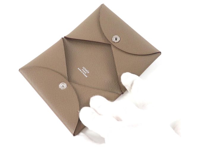 Hermès Tarjetero Hermes Calvi Epsom Castaño - vista 5