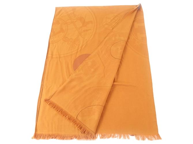 Sciarpa in cashmere Hermès New Libris Marrone - vista 2