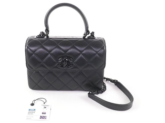 Borsa a tracolla Chanel Trendy CC in pelle di agnello Nero - vista 2