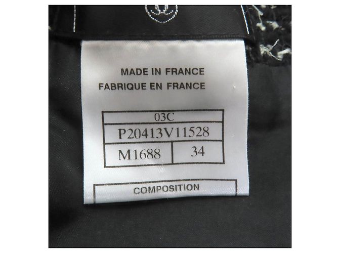 Traje de lana Chanel Negro Blanco - vista 17