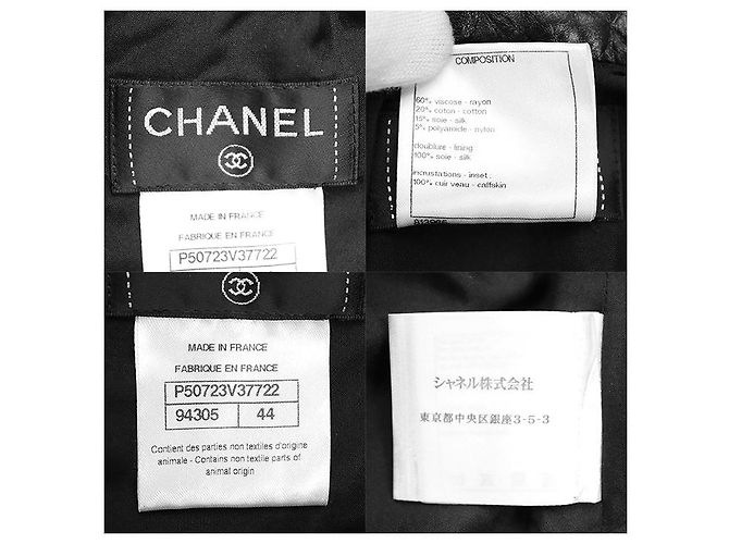 Falda Chanel de mezcla de tweed, algodón, seda y piel de becerro Negro - vista 10