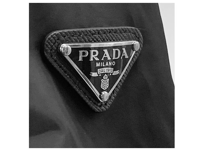 Prada Nylon Triangle Logo Long Windbreaker Raincoat Jacket Black - view 7