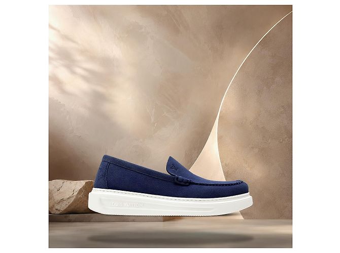 Louis Vuitton Mocassino Beverly Hills Navy Blue - vista 3