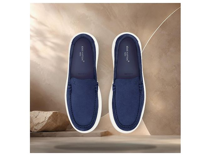 Louis Vuitton Mocassino Beverly Hills Navy Blue - vista 4